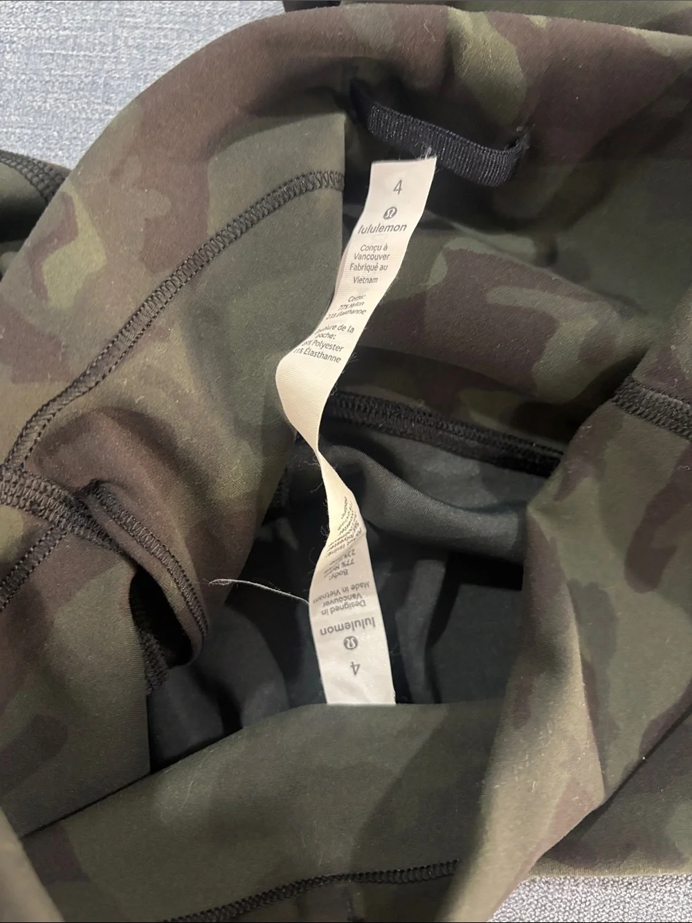 lululemon athletica Olive & Dark Green Camo High-Rise Bike Shorts